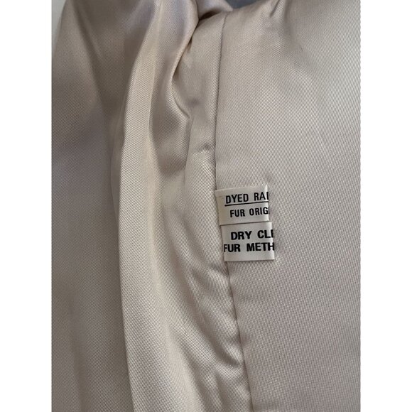 Vintage 1980s White Rabbit Fur Coat Car Length Puff Sleeve Stand-Up Collar M - Picture 9 of 11